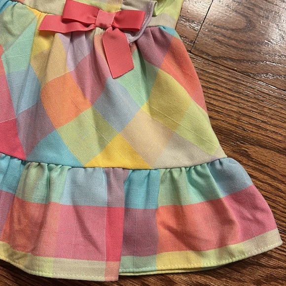 Bonnie baby girl pastel plaid spring flutter dress ruffled  button back 6-9 MO - Picture 8 of 9